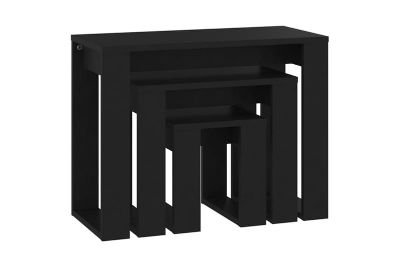 Stablebord 3 stk svart sponplate - Svart - Sofabord & salongbord - Settbord