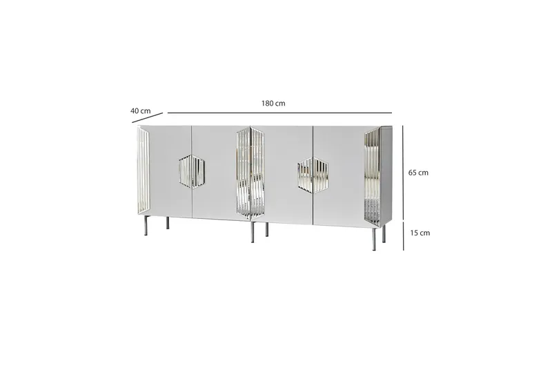 Stedum Konsollbord 180 cm - Hvit/Sølv - Oppbevaring - Oppbevaringsmøbler - Sideboard & skjenk