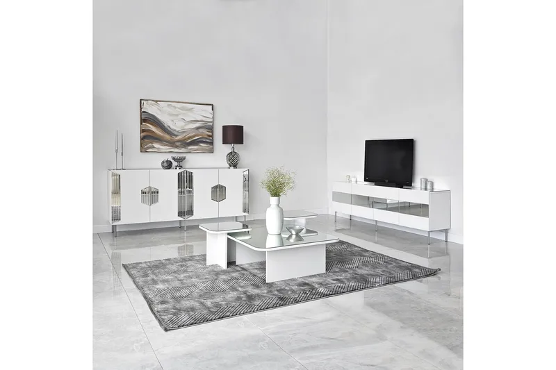 Stedum Konsollbord 180 cm - Hvit/Sølv - Oppbevaring - Oppbevaringsmøbler - Sideboard & skjenk