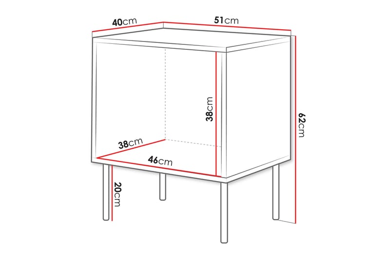 Stintino Nattbord 51 cm - Svart/Brun - Møbler - Bord - Avlastningsbord & sidobord - Sengebord & nattbord