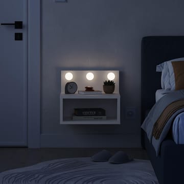 Sumira Veggmontert Nattbord 40 cm, Oppbevaring med Hylle og LED-belysning - Hvit - Møbler - Bord - Avlastningsbord & sidobord - Sengebord & nattbord