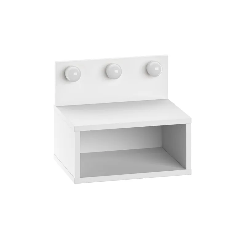 Sumira Veggmontert Nattbord 40 cm, Oppbevaring med Hylle og LED-belysning, Hvit