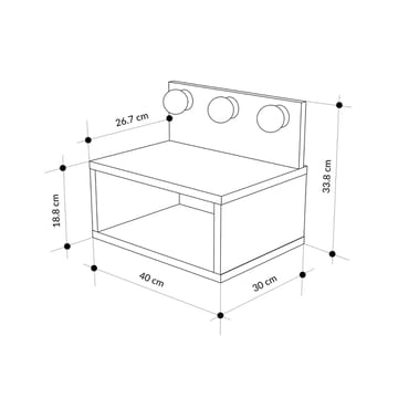 Sumira Veggmontert Nattbord 40 cm med Tre- og Eikeutseende, Oppbevaring med Hylle og LED-belysning - Brun - Møbler - Bord - Avlastningsbord & sidobord - Sengebord & nattbord