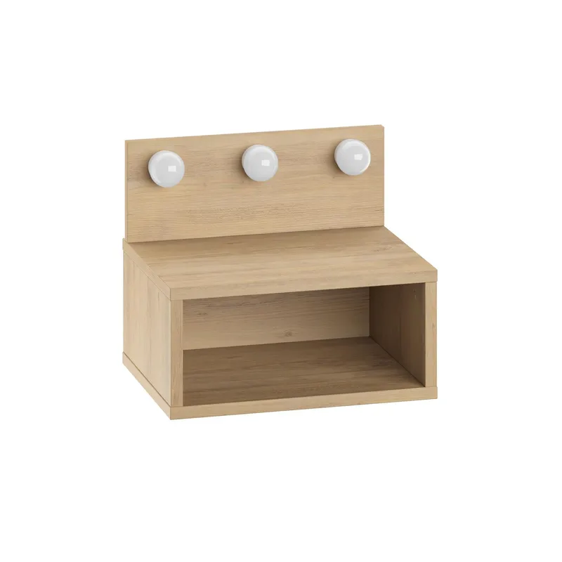 Sumira Veggmontert Nattbord 40 cm med Tre- og Eikeutseende, Oppbevaring med Hylle og LED-belysning, Brun