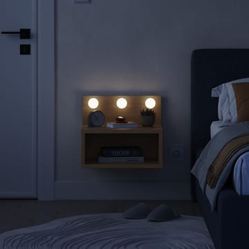 Sumira Veggmontert Nattbord 40 cm med Tre- og Eikeutseende, Oppbevaring med Hylle og LED-belysning - Brun - Møbler - Bord - Avlastningsbord & sidobord - Sengebord & nattbord