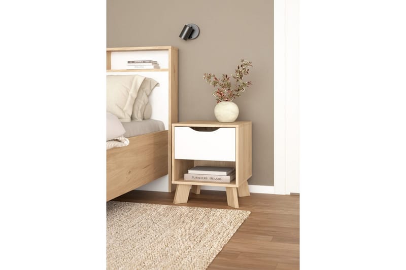 Sumita Nattbord 40 cm - Brun/Hvit - Møbler - Bord - Avlastningsbord & sidobord - Sengebord & nattbord