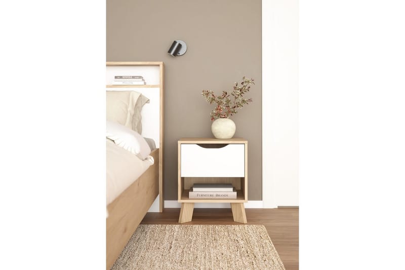Sumita Nattbord 40 cm - Brun/Hvit - Møbler - Bord - Avlastningsbord & sidobord - Sengebord & nattbord