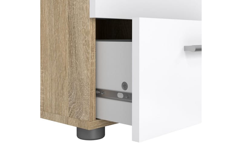Suntia Nattbord 40 cm - Hvit/Natur - Møbler - Bord - Avlastningsbord & sidobord - Sengebord & nattbord
