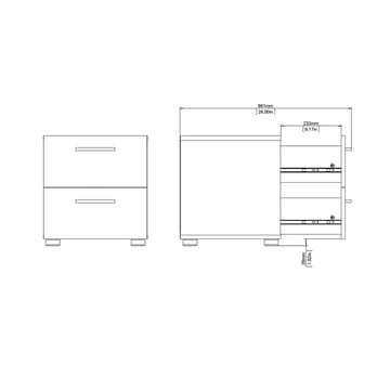 Suntia Nattbord med 2 skuffer 40x40x42 cm - Møbler - Bord - Avlastningsbord & sidobord - Sengebord & nattbord