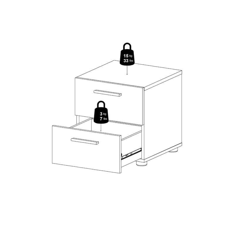 Suntia Nattbord med 2 skuffer 40x40x42 cm - Møbler - Bord - Avlastningsbord & sidobord - Sengebord & nattbord