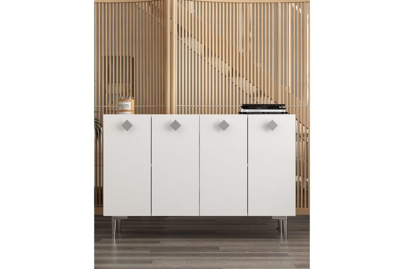 Sylas Konsollbord 120x120 cm - Hvit/Sølv - Møbler - Bord - Avlastningsbord & sidobord - Konsollbord & gangbord