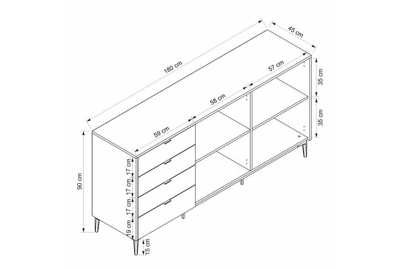 Tarnen Konsollbord 180 cm - Svart/Sand/Hvit - Møbler - Bord - Avlastningsbord & sidobord - Konsollbord & gangbord