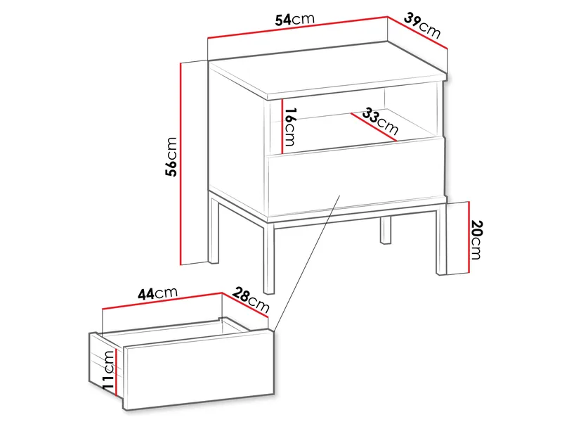 Tenorio Nattbord 54 cm - Beige - Møbler - Bord - Avlastningsbord & sidobord - Sengebord & nattbord