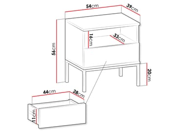 Tenorio Nattbord 54 cm - Beige - Møbler - Bord - Avlastningsbord & sidobord - Sengebord & nattbord