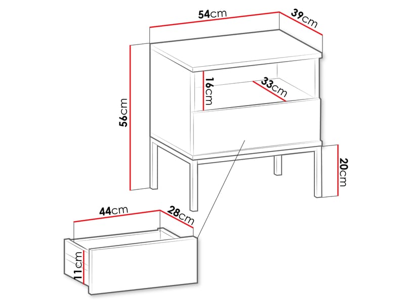 Tenorio Nattbord 54 cm - Beige - Møbler - Bord - Avlastningsbord & sidobord - Sengebord & nattbord