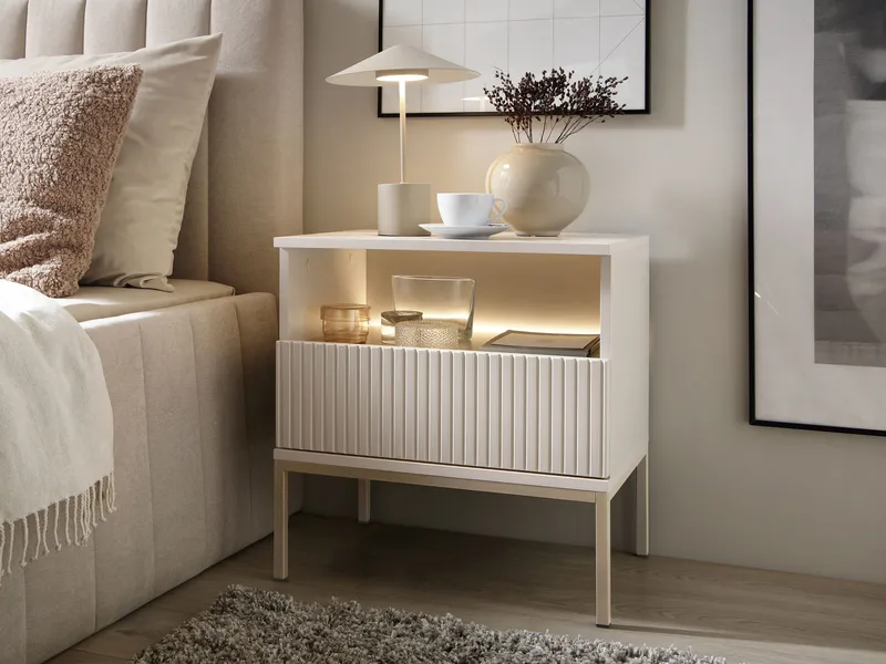 Tenorio Nattbord 54 cm - Beige - Møbler - Bord - Avlastningsbord & sidobord - Sengebord & nattbord