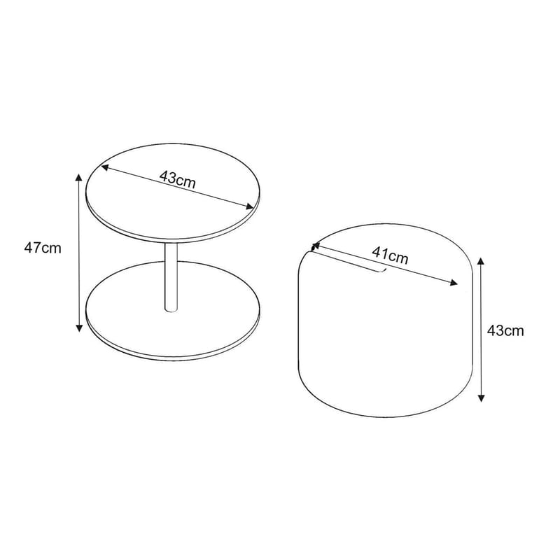 Torven Sett med sidebord 43x47x43 cm - Antrasitt - Møbler - Bord - Avlastningsbord & sidobord - Brettbord og småbord