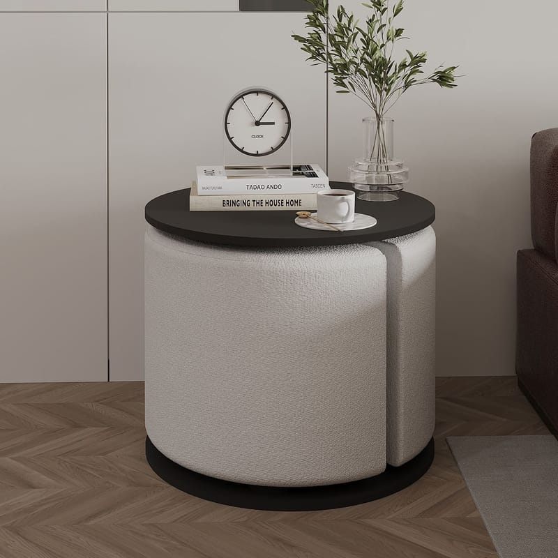 Torven Sett med sidebord 43x47x43 cm - Antrasitt - Møbler - Bord - Avlastningsbord & sidobord - Brettbord og småbord