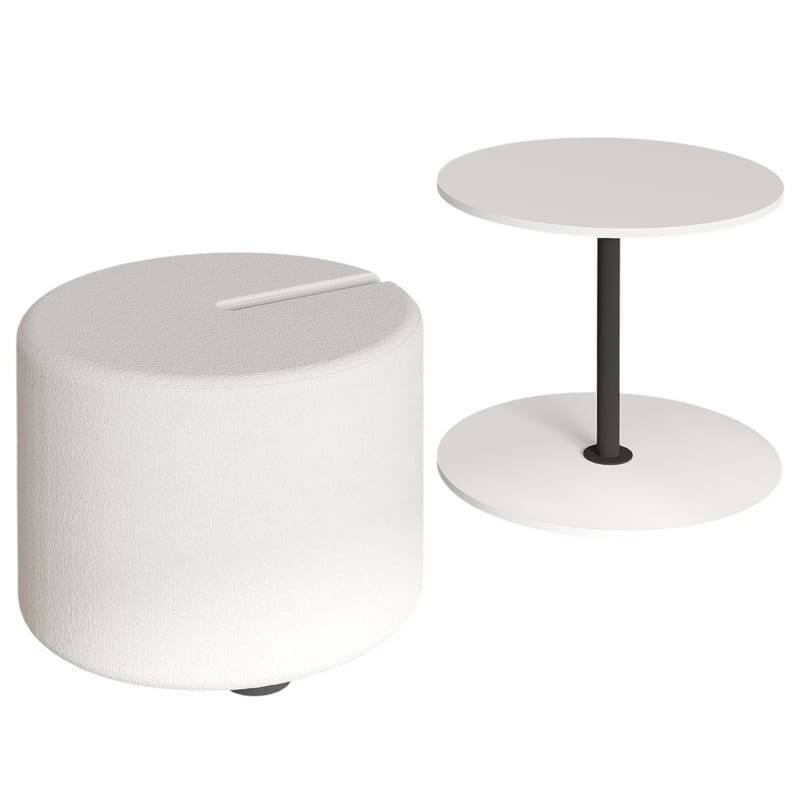 Torven Sett med sidebord 43x47x43 cm, Hvit
