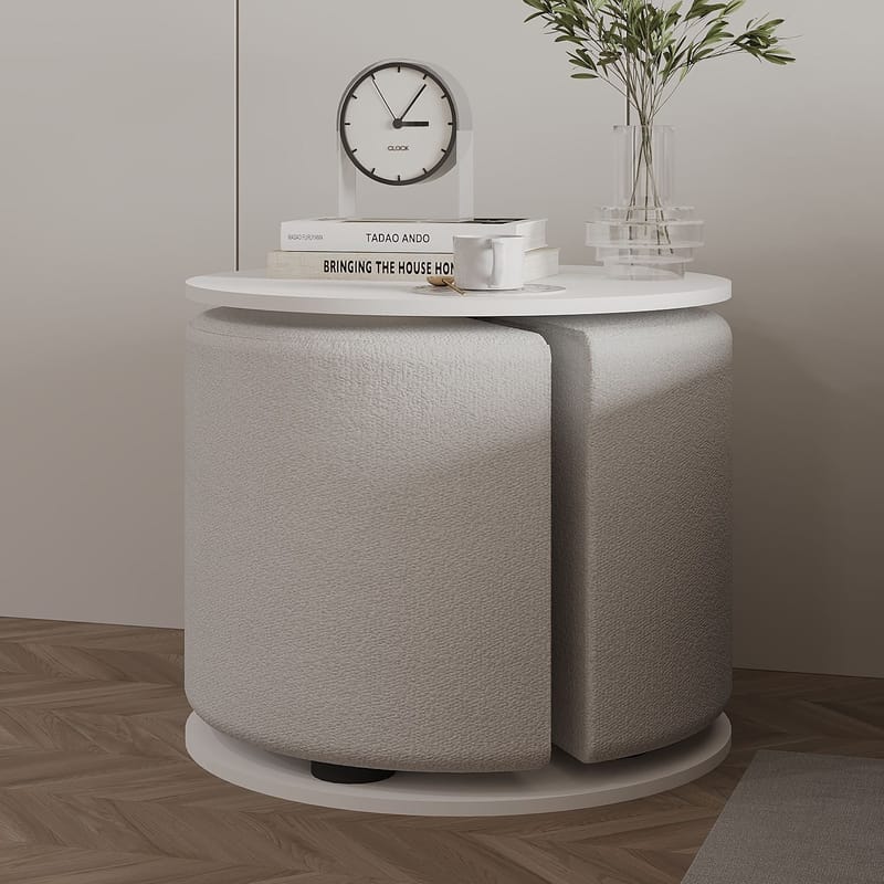 Torven Sett med sidebord 43x47x43 cm - Hvit - Møbler - Bord - Avlastningsbord & sidobord - Brettbord og småbord
