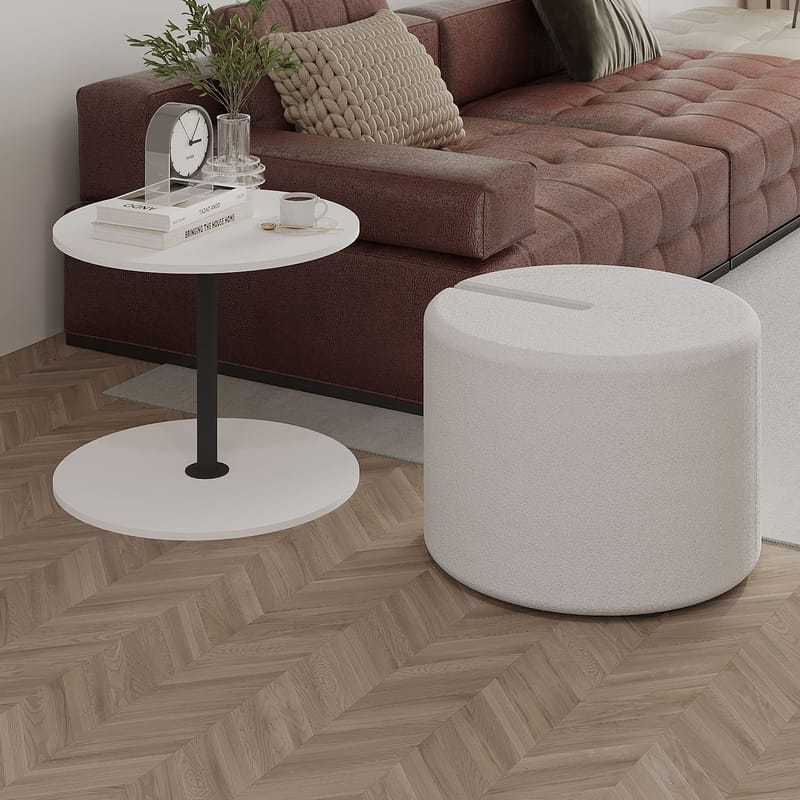 Torven Sett med sidebord 43x47x43 cm - Hvit - Møbler - Bord - Avlastningsbord & sidobord - Brettbord og småbord