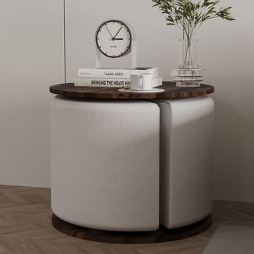 Torven Sett med sidebord 43x47x43 cm - Valnøtt - Møbler - Bord - Avlastningsbord & sidobord - Brettbord og småbord