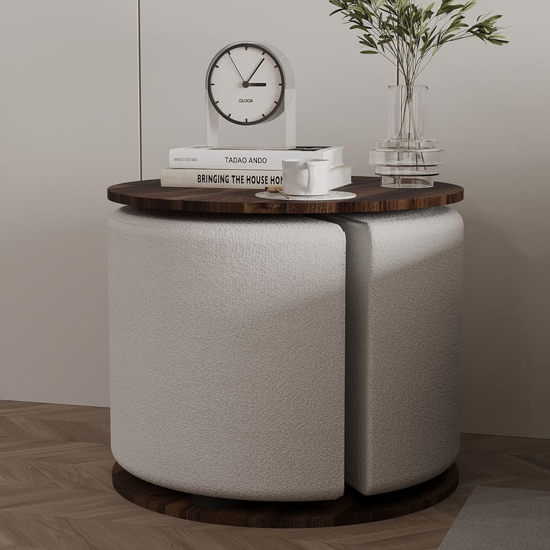 Torven Sett med sidebord 43x47x43 cm - Valnøtt - Møbler - Bord - Avlastningsbord & sidobord - Brettbord og småbord