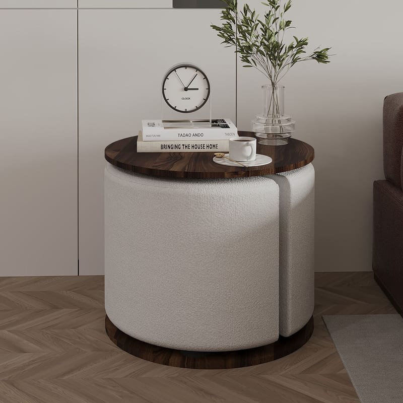 Torven Sett med sidebord 43x47x43 cm - Valnøtt - Møbler - Bord - Avlastningsbord & sidobord - Brettbord og småbord