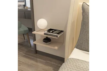 Torvic Vegghengt Nattbord 45 cm med Lyst Treutseende, Oppbevaring med Hylle - Beige - Møbler - Bord - Avlastningsbord & sidobord - Sengebord & nattbord
