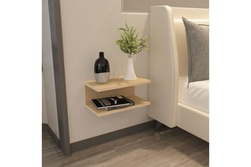 Torvic Veggmontert Nattbord 45 cm med Rottinglook, Oppbevaring med Hylle - Brun - M øbler - Bord - Avlastningsbord & sidobord - Sengebord & nattbord
