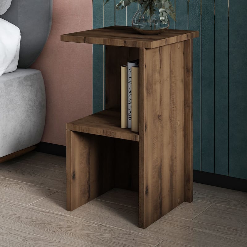 Tunel Nattbord 29,6x50x29,6 cm - Antikk valnøtt - Møbler - Bord - Avlastningsbord & sidobord - Sengebord & nattbord