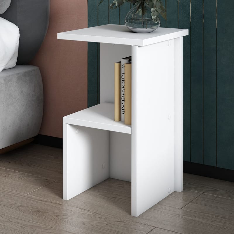 Tunel Nattbord 29,6x50x29,6 cm - Hvit - Møbler - Bord - Avlastningsbord & sidobord - Sengebord & nattbord