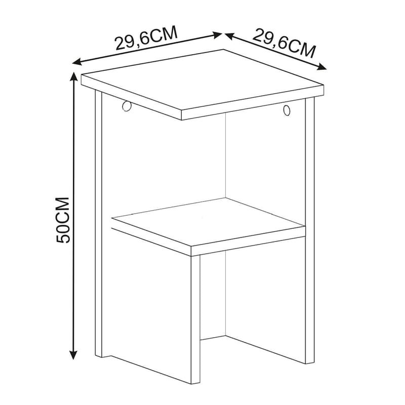 Tunel Nattbord 29,6x50x29,6 cm - Hvit - Møbler - Bord - Avlastningsbord & sidobord - Sengebord & nattbord