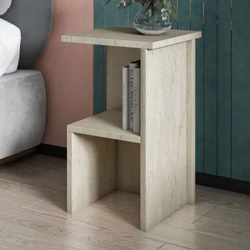 Tunel Nattbord 29,6x50x29,6 cm - Travertin - Møbler - Bord - Avlastningsbord & sidobord - Sengebord & nattbord