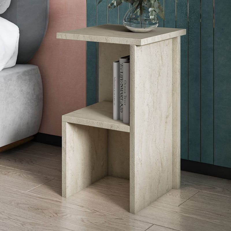 Tunel Nattbord 29,6x50x29,6 cm - Travertin - Møbler - Bord - Avlastningsbord & sidobord - Sengebord & nattbord
