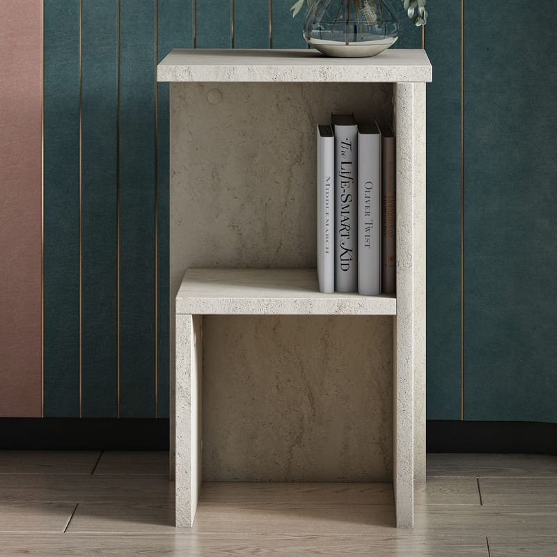 Tunel Nattbord 29,6x50x29,6 cm - Travertin - Møbler - Bord - Avlastningsbord & sidobord - Sengebord & nattbord
