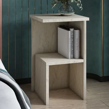 Tunel Nattbord 29,6x50x29,6 cm - Travertin - Møbler - Bord - Avlastningsbord & sidobord - Sengebord & nattbord