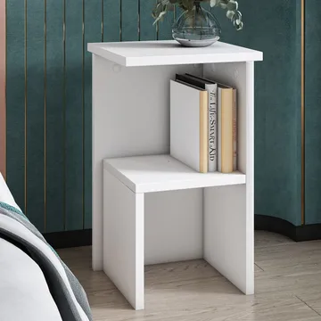 Tunel Nattbord 30 cm, Oppbevaring med Hylle - Hvit - Møbler - Bord - Avlastningsbord & sidobord - Sengebord & nattbord