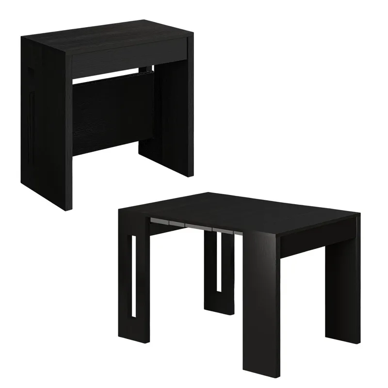 Uttrekkbart konsollbord Homitis Nivo (80 x 76,1 x 44 cm) Svart tre