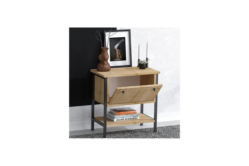 Valery Nattbord 55 cm - Eik/Sort - Møbler - Bord - Avlastningsbord & sidobord - Sengebord & nattbord