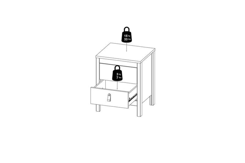 Vallvidera Sengebord 44 cm - Beige - Møbler - Bord - Avlastningsbord & sidobord - Sengebord & nattbord