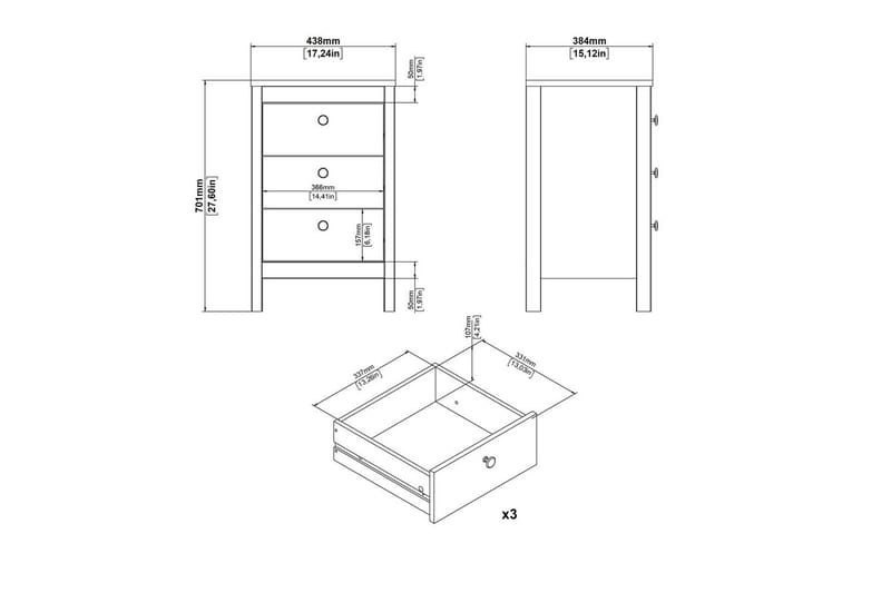 Vallvidera Sengebord 44 cm - Beige - Møbler - Bord - Avlastningsbord & sidobord - Sengebord & nattbord