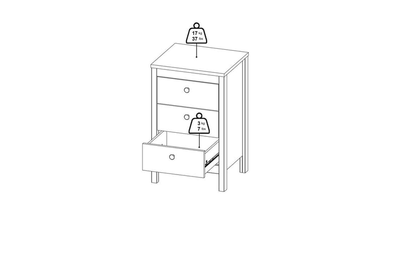 Vallvidera Sengebord 44 cm - Beige - Møbler - Bord - Avlastningsbord & sidobord - Sengebord & nattbord