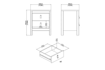 Vallvidera Sengebord 44 cm - Hvit - Møbler - Bord - Avlastningsbord & sidobord - Sengebord & nattbord
