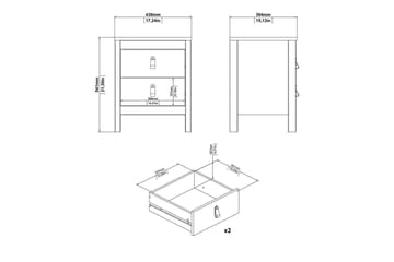 Vallvidera Sengebord 44 cm - Hvit - Møbler - Bord - Avlastningsbord & sidobord - Sengebord & nattbord