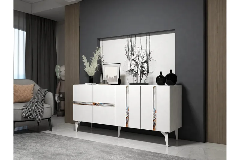 Vania Konsollbord 150 cm - Hvit/Sølv - Møbler - Bord - Avlastningsbord & sidobord - Konsollbord & gangbord