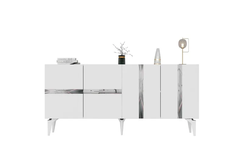 Vania Konsollbord 150 cm, Hvit/Sølv