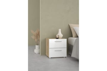 Vansu Nattbord 40 cm - Hvit/Natur - Møbler - Bord - Avlastningsbord & sidobord - Sengebord & nattbord
