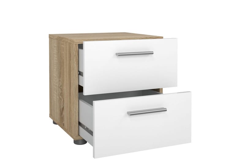 Vansu Nattbord 40 cm - Hvit/Natur - Møbler - Bord - Avlastningsbord & sidobord - Sengebord & nattbord