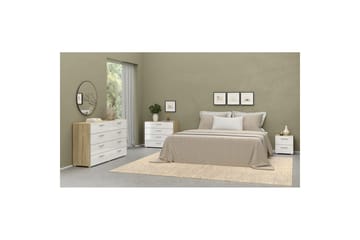 Vansu Nattbord 40 cm - Hvit/Natur - Møbler - Bord - Avlastningsbord & sidobord - Sengebord & nattbord